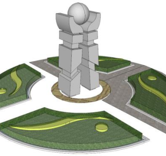 广场小雕塑su模型下载_sketchup草图大师SKP模型