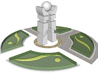 广场小雕塑su模型下载_sketchup草图大师SKP模型