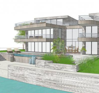 滨海别墅su模型下载_sketchup草图大师SKP模型