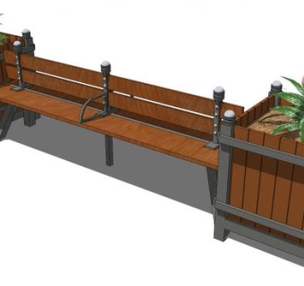 花坛花箱户外长椅SU模型下载_sketchup草图大师SKP模型