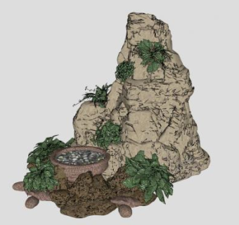 园林小品假山su模型下载_sketchup草图大师SKP模型