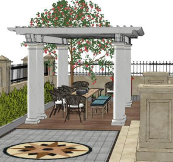 别墅庭园su模型下载_sketchup草图大师SKP模型