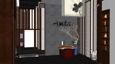 住宅入户大堂su模型下载_sketchup草图大师SKP模型