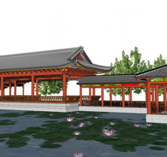 古典长廊su模型下载_sketchup草图大师SKP模型