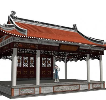 古代戏台su模型下载_sketchup草图大师SKP模型