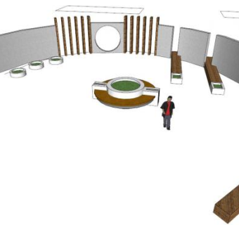 弧形文化墙su模型下载_sketchup草图大师SKP模型