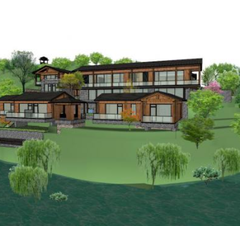 滨水建筑SU模型下载_sketchup草图大师SKP模型