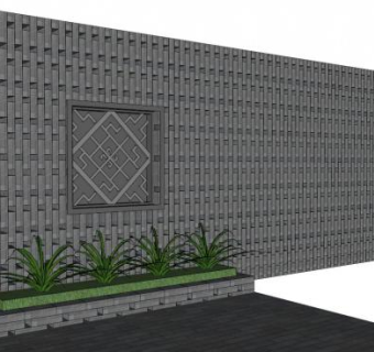 青砖围墙su模型下载_sketchup草图大师SKP模型