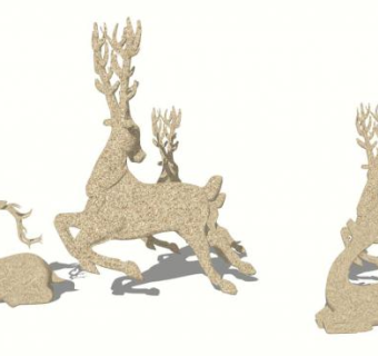 广场动物雕塑su模型下载_sketchup草图大师SKP模型