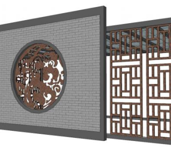 景观红色镂空景墙su模型下载_sketchup草图大师SKP模型