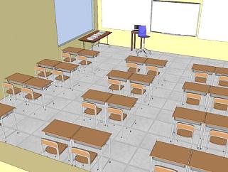 学生课桌椅su模型下载_sketchup草图大师SKP模型