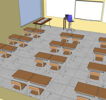 学生课桌椅su模型下载_sketchup草图大师SKP模型