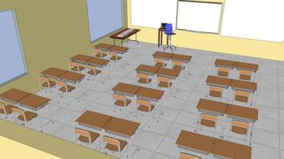 学生课桌椅su模型下载_sketchup草图大师SKP模型