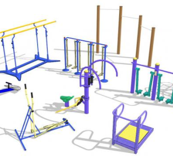 小区室外健身器材su模型下载_sketchup草图大师SKP模型