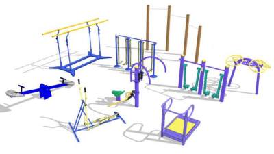 小区室外健身器材su模型下载_sketchup草图大师SKP模型