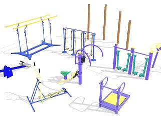 小区室外健身器材su模型下载_sketchup草图大师SKP模型