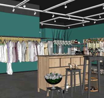 服装店展示su模型下载_sketchup草图大师SKP模型