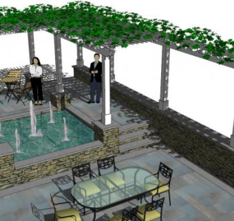 带植物的廊架su模型下载_sketchup草图大师SKP模型