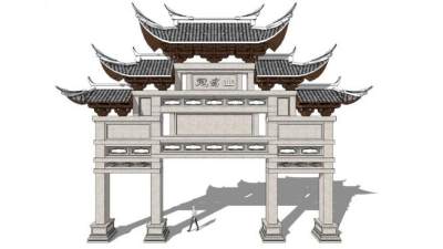 街牌坊su模型下载_sketchup草图大师SKP模型