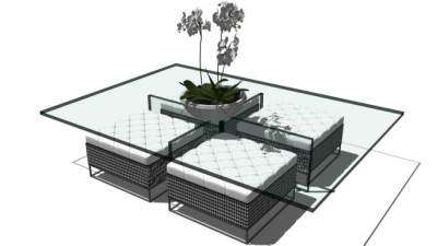 简欧茶几su模型下载_sketchup草图大师SKP模型