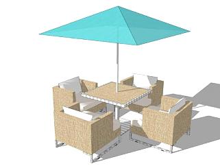 太阳伞椅子su模型下载_sketchup草图大师SKP模型