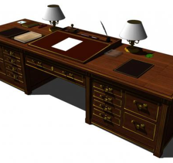 总经理桌su模型下载_sketchup草图大师SKP模型