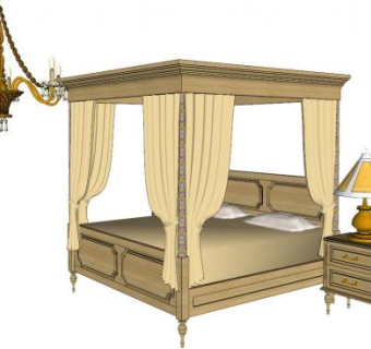 纱幔床su模型下载_sketchup草图大师SKP模型