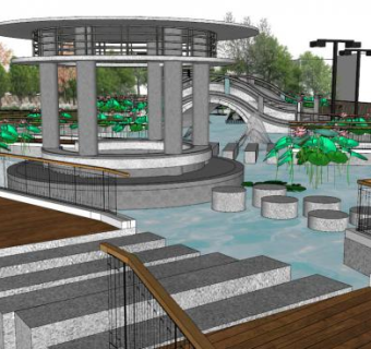 水中汀步的su模型下载_sketchup草图大师SKP模型