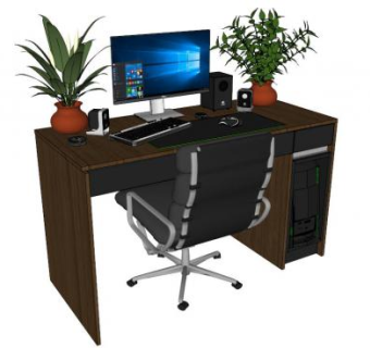 精致电脑桌su模型下载_sketchup草图大师SKP模型