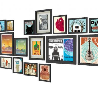 海报展示区su模型下载_sketchup草图大师SKP模型