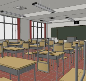 教室座椅su模型下载_sketchup草图大师SKP模型