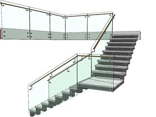 玻璃楼梯扶手su模型下载_sketchup草图大师SKP模型