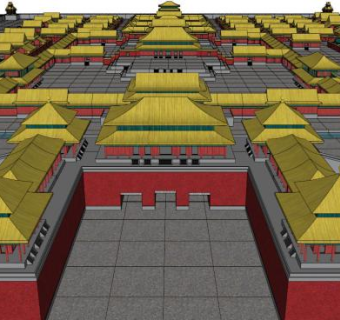 古建筑群su模型下载_sketchup草图大师SKP模型