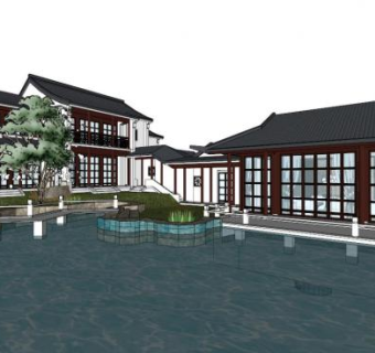 毕业设计古村落景观规划su模型下载_sketchup草图大师SKP模型