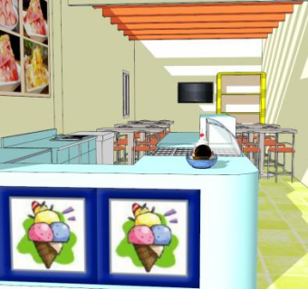 冰激凌店面su模型下载_sketchup草图大师SKP模型