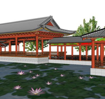 文化长廊的su模型下载_sketchup草图大师SKP模型