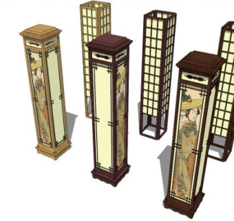 日式茶室灯具su模型下载_sketchup草图大师SKP模型