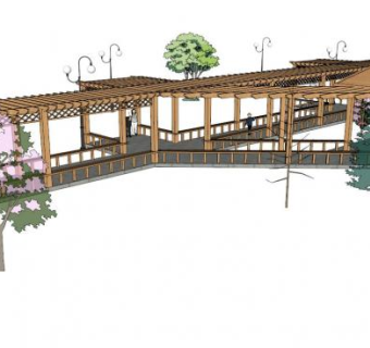 现代感景观廊架su模型下载_sketchup草图大师SKP模型