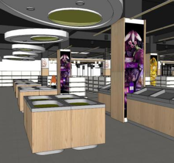 大型超市室内整体设计su模型下载_sketchup草图大师SKP模型