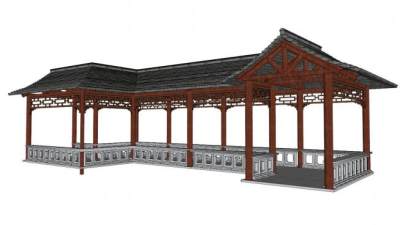 园林走廊su模型下载_sketchup草图大师SKP模型