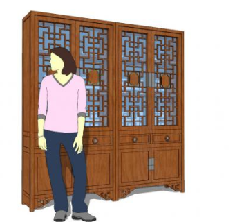 中式书柜su模型下载_sketchup草图大师SKP模型