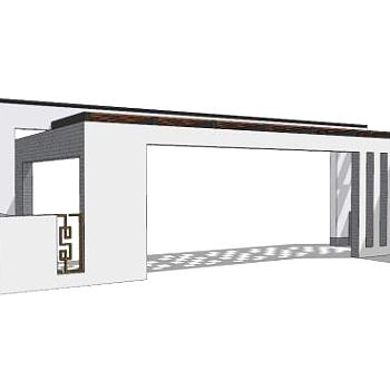 简约中式<em>小区入口</em>su模型下载_sketchup草图大师SKP模型