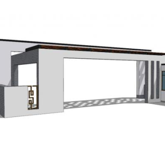 简约中式小区入口su模型下载_sketchup草图大师SKP模型