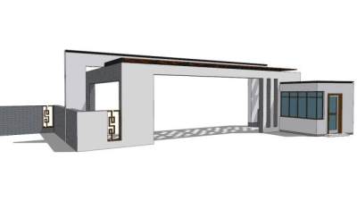 简约中式小区入口su模型下载_sketchup草图大师SKP模型