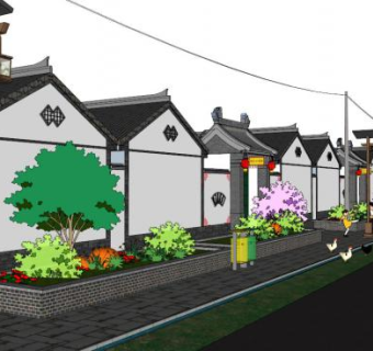 农村景观su模型下载_sketchup草图大师SKP模型