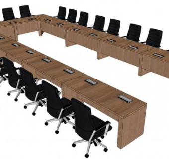 高端会议室桌椅su模型下载_sketchup草图大师SKP模型