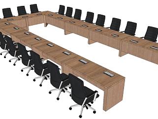 高端会议室桌椅su模型下载_sketchup草图大师SKP模型