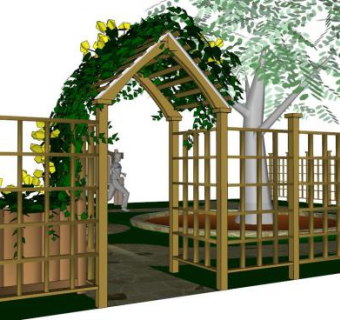 竹篱门su模型下载_sketchup草图大师SKP模型