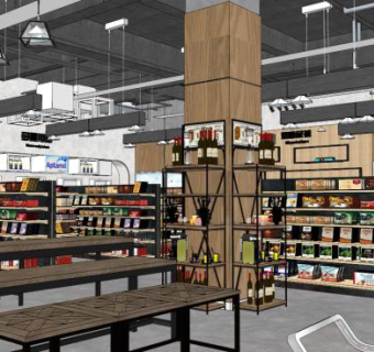 超市设计su模型下载_sketchup草图大师SKP模型