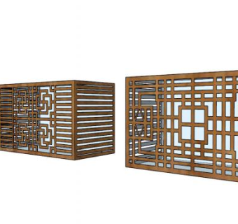 复古中式格栅su模型下载_sketchup草图大师SKP模型